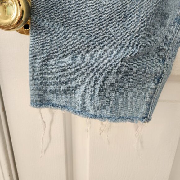 J. Crew Light Wash Raw Hem High Rise Straight Leg Slim Boyfriend Jean - Size 28 - Picture 8 of 12